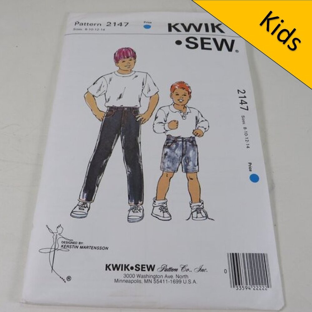 Kwik Sew 2147 Sewing Pattern UNCUT Child's Jeans, Pants, Shorts